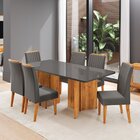 Conjunto Sala De Jantar 6 Lugares Retangular Tampo De Vidro E