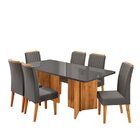 Conjunto Sala De Jantar 6 Lugares Retangular Tampo De Vidro E