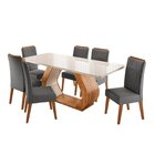 Conjunto Sala De Jantar 6 Lugares Retangular Tampo De Vidro E