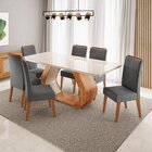 Conjunto Sala De Jantar 6 Lugares Retangular Tampo De Vidro E