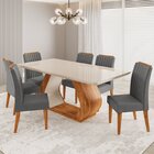 Conjunto Sala De Jantar 6 Lugares Retangular Tampo De Vidro E