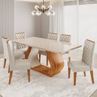 Conjunto Sala De Jantar 6 Lugares Retangular Tampo De Vidro E