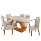 Conjunto Sala De Jantar 6 Lugares Retangular Tampo De Vidro E