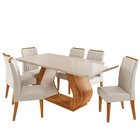 Conjunto Sala De Jantar 6 Lugares Retangular Tampo De Vidro E