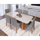 Conjunto Sala De Jantar 6 Lugares Retangular Tampo De Vidro/m