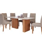 Conjunto Sala De Jantar 6 Lugares Retangular Tampo De Vidro/m