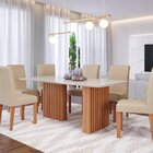 Conjunto Sala De Jantar 6 Lugares Retangular Tampo De Vidro/m