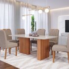 Conjunto Sala De Jantar 6 Lugares Retangular Tampo De Vidro/m