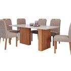 Conjunto Sala De Jantar 6 Lugares Retangular Tampo De Vidro/m