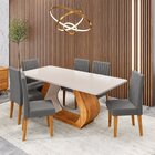 Conjunto Sala De Jantar 6 Lugares Retangular Tampo Em Mdf Mim