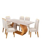 Conjunto Sala De Jantar 6 Lugares Retangular Tampo Em Mdf Sto