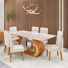 Conjunto Sala De Jantar 6 Lugares Retangular Tampo Em Mdf Sto
