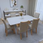 Conjunto Sala De Jantar 6 Lugares Retangular Tampo Mdf Mesa E