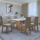 Conjunto Sala De Jantar 6 Lugares Retangular Tampo Mdf Mesa E