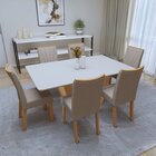 Conjunto Sala De Jantar 6 Lugares Retangular Tampo Mdf Mesa E
