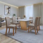 Conjunto Sala De Jantar 6 Lugares Retangular Tampo Mdf Mesa E