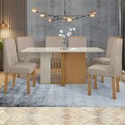 Conjunto Sala De Jantar 6 Lugares Retangular Tampo Mdf Mesa E