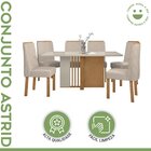 Conjunto Sala De Jantar 6 Lugares Retangular Tampo Mdf Mesa E