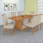 Conjunto Sala De Jantar 6 Lugares Retangular Tampo Mdf Mesa E