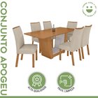 Conjunto Sala De Jantar 6 Lugares Retangular Tampo Mdf Mesa E