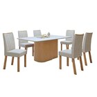Conjunto Sala De Jantar 6 Lugares Retangular Tampo Mdf Mesa L
