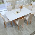 Conjunto Sala De Jantar 6 Lugares Retangular Tampo Mdf Mesa L