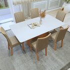Conjunto Sala De Jantar 6 Lugares Retangular Tampo Mdf Mesa L