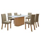 Conjunto Sala De Jantar 6 Lugares Retangular Tampo Mdf Mesa L
