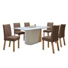 Conjunto Sala De Jantar 6 Lugares Retangular Tampo Mdf Mesa L