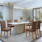 Conjunto Sala De Jantar 6 Lugares Retangular Tampo Mdf Mesa L