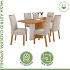Conjunto Sala De Jantar 6 Lugares Retangular Tampo Mdf No Gla