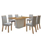 Conjunto Sala De Jantar 6 Lugares Retangular Tampo Mdf No Gla
