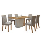 Conjunto Sala De Jantar 6 Lugares Retangular Tampo Mdf No Gla
