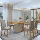 Conjunto Sala De Jantar 6 Lugares Retangular Tampo Mdf No Gla