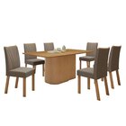 Conjunto Sala De Jantar 6 Lugares Retangular Tampo Mdf No Gla