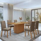 Conjunto Sala De Jantar 6 Lugares Retangular Tampo Mdf No Gla