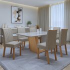 Conjunto Sala De Jantar 6 Lugares Retangular Tampo Vidro/mdf