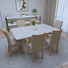 Conjunto Sala De Jantar 6 Lugares Retangular Tampo Vidro/mdf