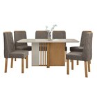 Conjunto Sala De Jantar 6 Lugares Retangular Tampo Vidro/mdf