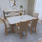Conjunto Sala De Jantar 6 Lugares Retangular Tampo Vidro/mdf