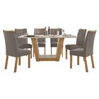 Conjunto Sala De Jantar 6 Lugares Retangular Tampo Vidro/mdf