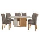 Conjunto Sala De Jantar 6 Lugares Retangular Tampo Vidro/mdf