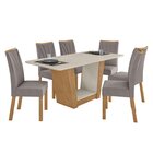 Conjunto Sala De Jantar 6 Lugares Retangular Tampo Vidro/mdf