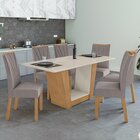 Conjunto Sala De Jantar 6 Lugares Retangular Tampo Vidro/mdf