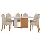 Conjunto Sala De Jantar 6 Lugares Retangular Tampo Vidro/mdf