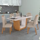 Conjunto Sala De Jantar 6 Lugares Retangular Tampo Vidro/mdf