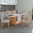 Conjunto Sala De Jantar 6 Lugares Retangular Tampo Vidro/mdf