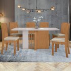 Conjunto Sala De Jantar 6 Lugares Retangular Tampo Vidro/mdf