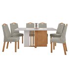 Conjunto Sala De Jantar 6 Lugares Retangular Tampo Vidro/mdf