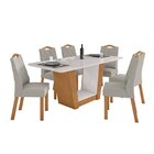 Conjunto Sala De Jantar 6 Lugares Retangular Tampo Vidro/mdf